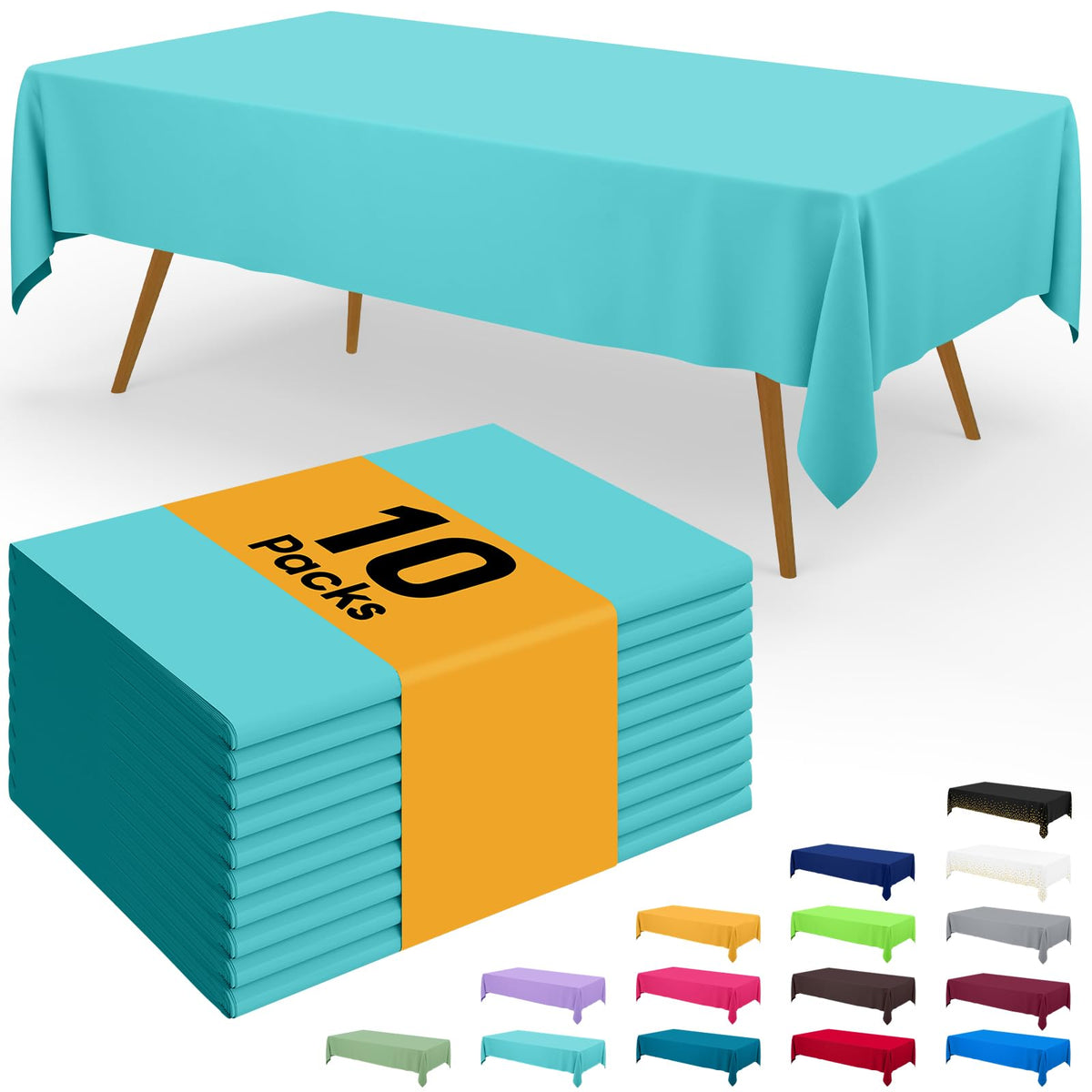 Smiry Disposable Table Cloth - 6 Pack, 54 x 108 Inch Waterproof Rectangle Tablecloths for Parties, Decorative Plastic Table Cover, Leakproof & Sturdy, White