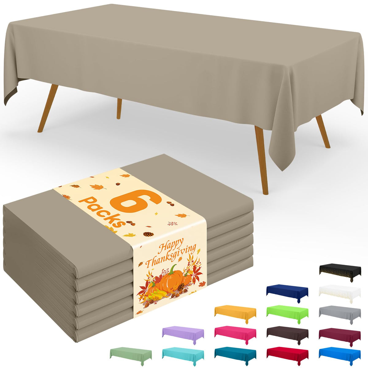 Smiry Disposable Table Cloth - 6 Pack, 54 x 108 Inch Waterproof Rectangle Tablecloths for Parties, Decorative Plastic Table Cover, Leakproof & Sturdy, White