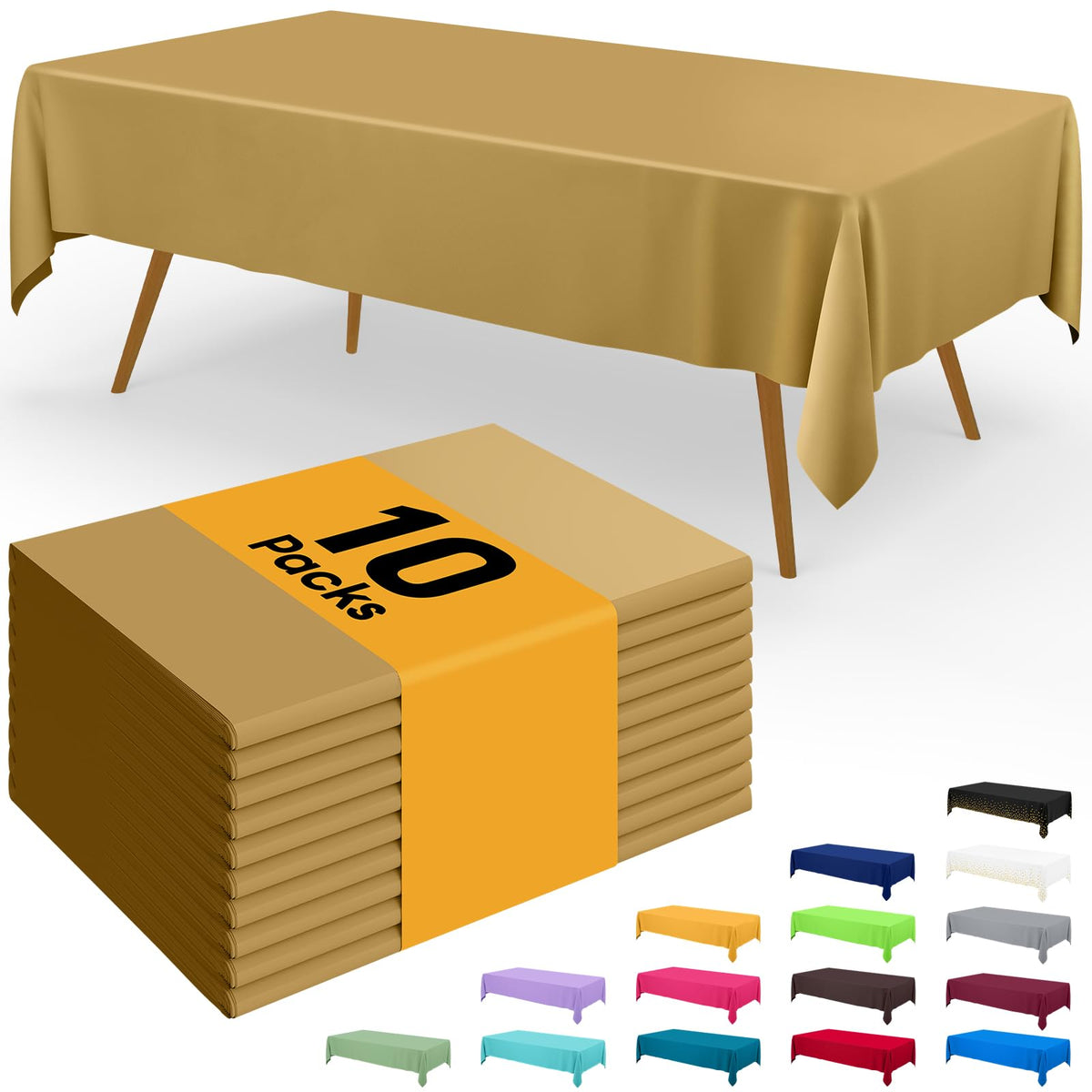 Smiry Disposable Table Cloth - 6 Pack, 54 x 108 Inch Waterproof Rectangle Tablecloths for Parties, Decorative Plastic Table Cover, Leakproof & Sturdy, White