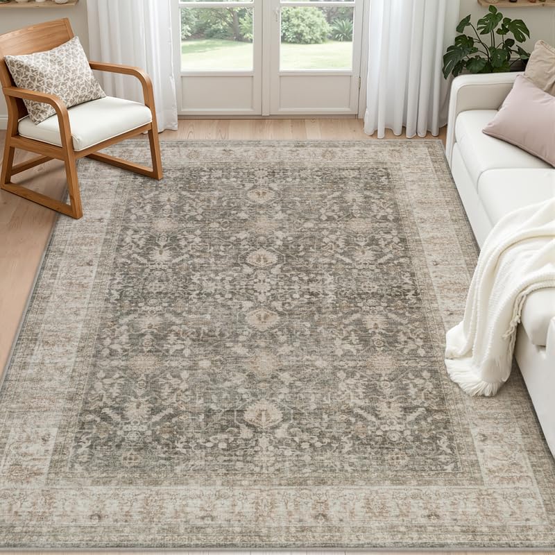 8x10 Area Rugs Living Room: Bedroom Neutral Washable Carpet Beige