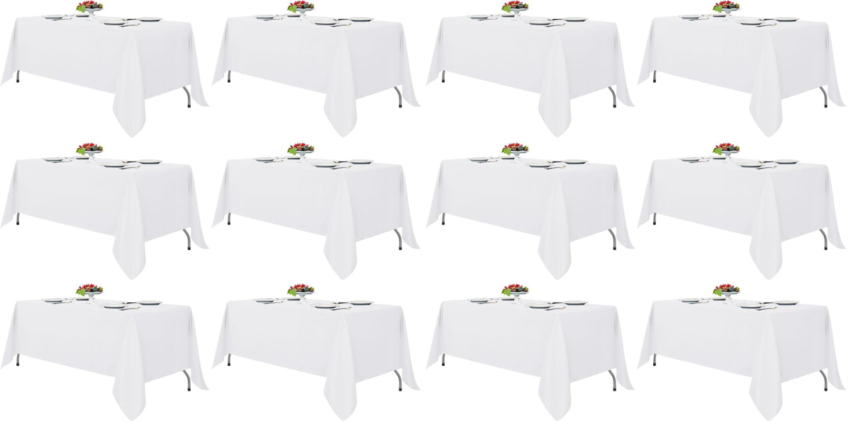 Fitable 6 Pack White Table Cloths 70x120 Inch for 6-8 Ft Rectangle Tables
