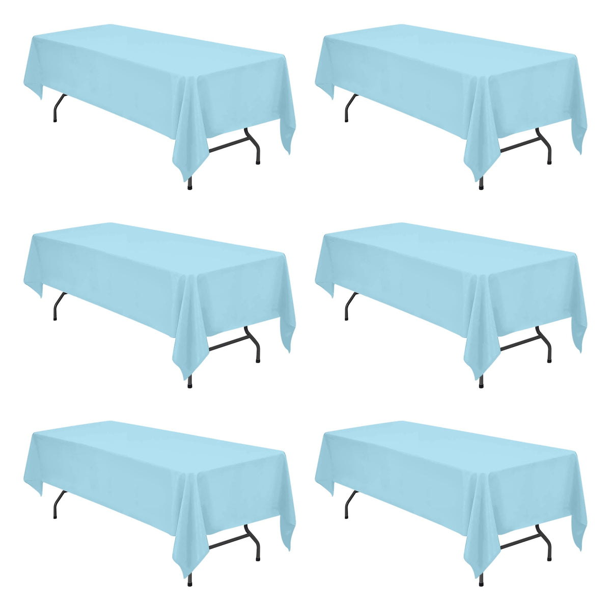 BRILLMAX 6 Pack Ivory Tablecloths 90x132 Inch for 6ft Rectangle Tables