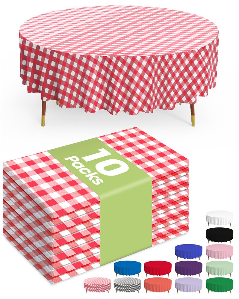 Pureegg Plastic Table Cloth Disposable 54x108 Inch 10 Pack, White