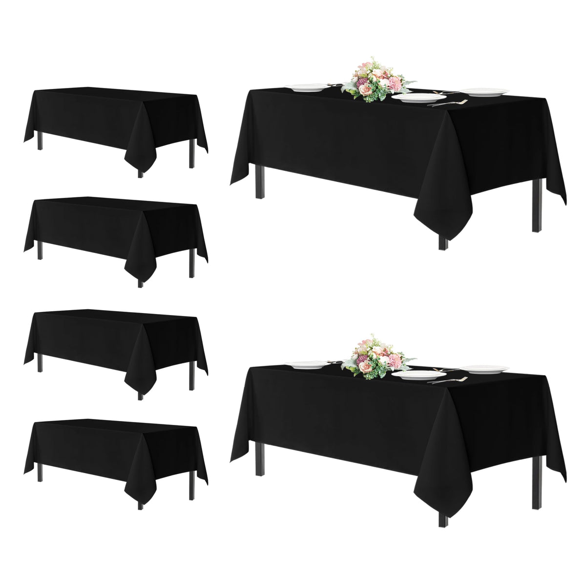 sancua 2 Pack White Table Cloth 60x102 Inch for 6 Feet Rectangle Tables