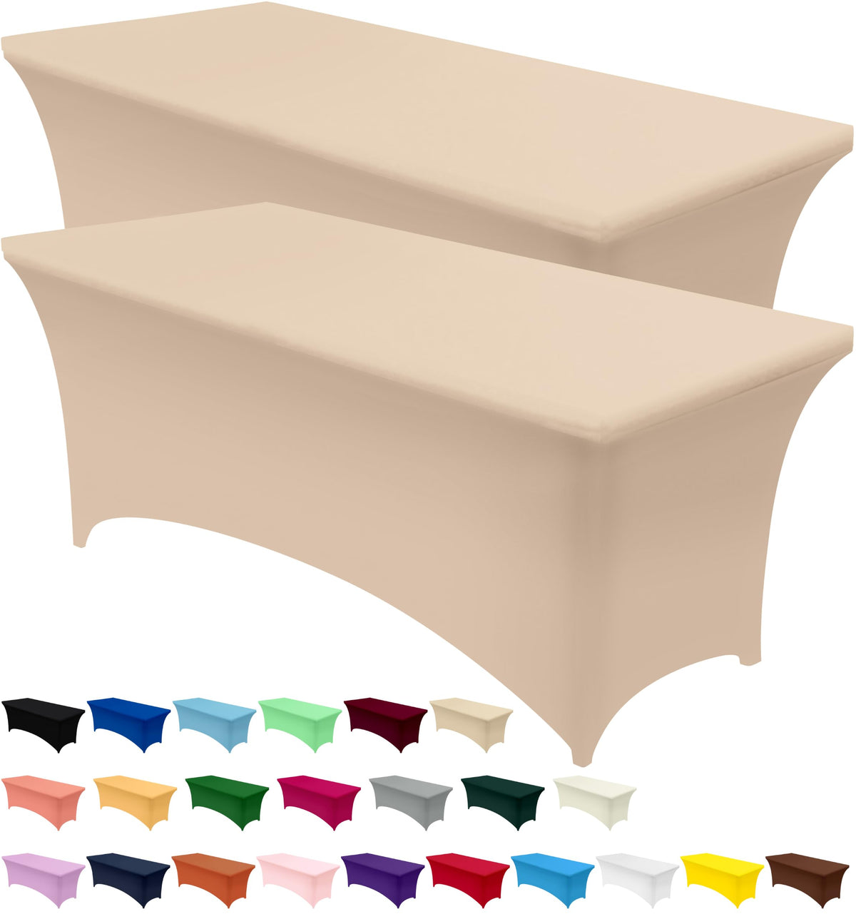 Utopia Kitchen Spandex Tablecloth 2 Pack [6FT, Black] Tight, Fitted, Washable and Wrinkle Resistant Stretch Rectangular Patio Table Cover for Event, Wedding, Banquet & Parties [72Lx30Wx30H Inch]