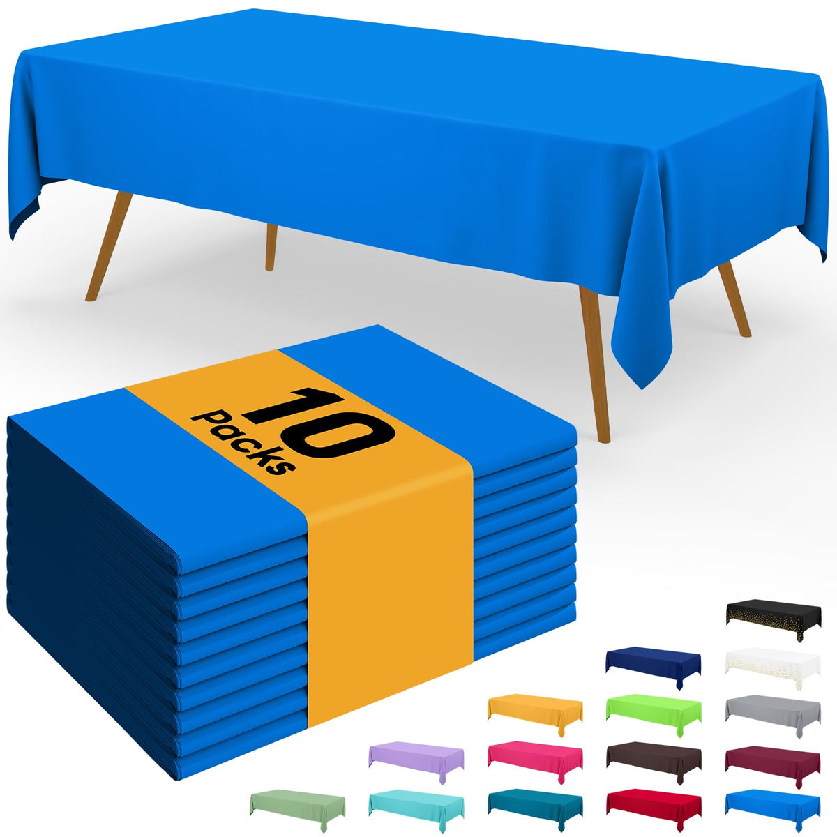 Smiry Disposable Table Cloth - 6 Pack, 54 x 108 Inch Waterproof Rectangle Tablecloths for Parties, Decorative Plastic Table Cover, Leakproof & Sturdy, White