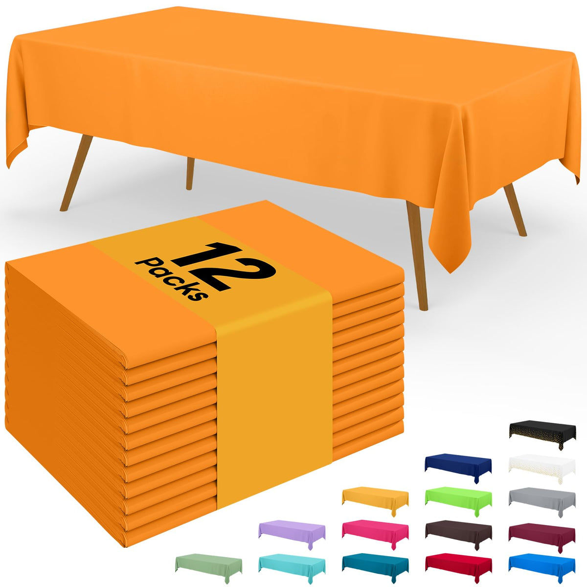 Smiry Disposable Table Cloth - 6 Pack, 54 x 108 Inch Waterproof Rectangle Tablecloths for Parties, Decorative Plastic Table Cover, Leakproof & Sturdy, White