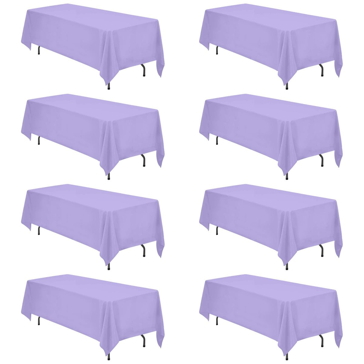 BRILLMAX 6 Pack Ivory Tablecloths 90x132 Inch for 6ft Rectangle Tables