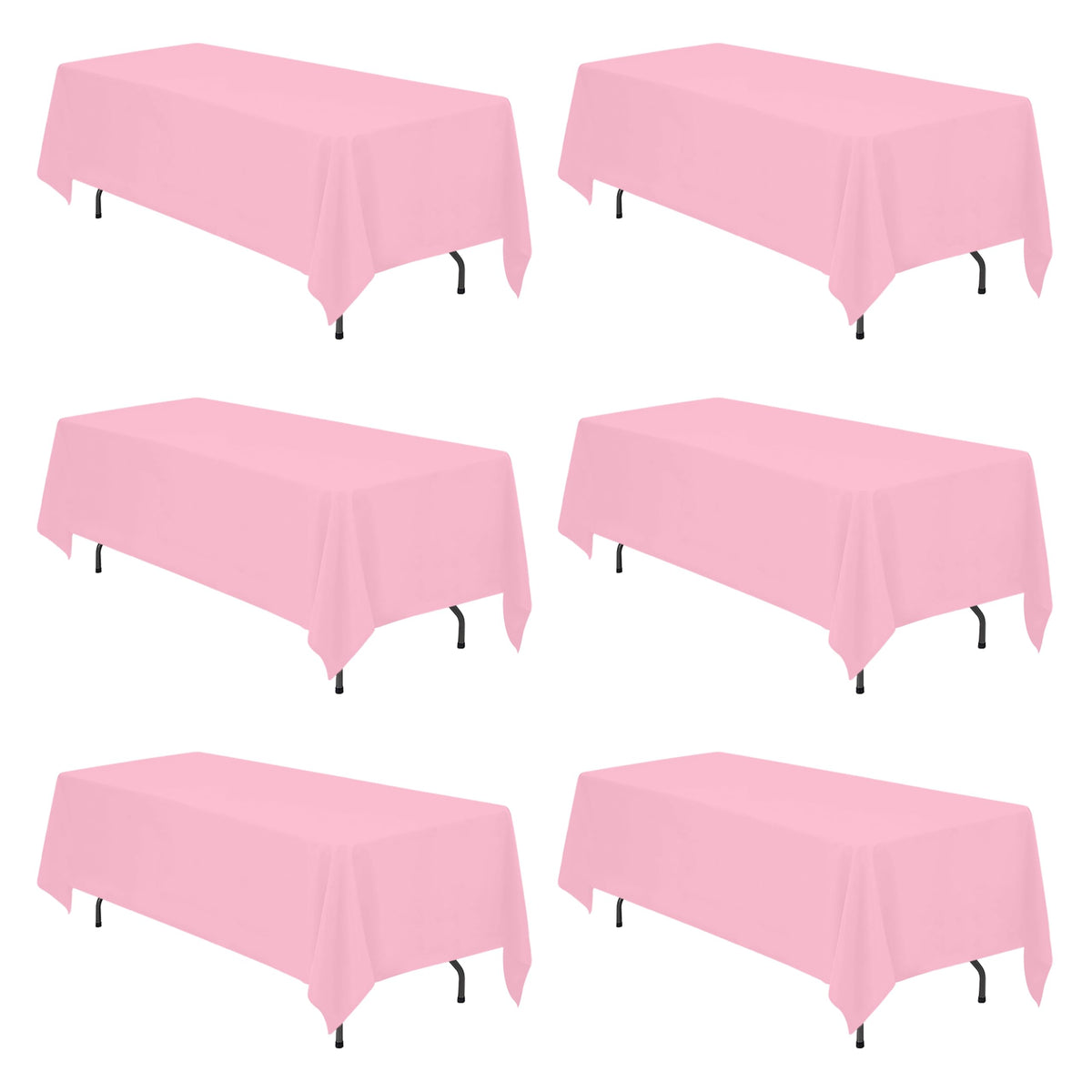 BRILLMAX 6 Pack Ivory Tablecloths 90x132 Inch for 6ft Rectangle Tables
