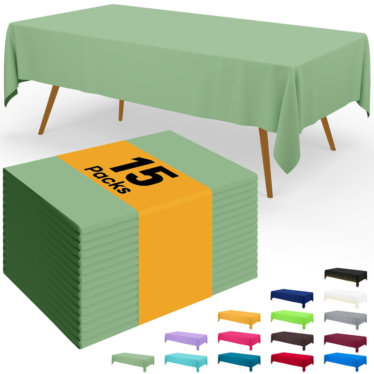 Smiry Disposable Table Cloth - 6 Pack, 54 x 108 Inch Waterproof Rectangle Tablecloths for Parties, Decorative Plastic Table Cover, Leakproof & Sturdy, White