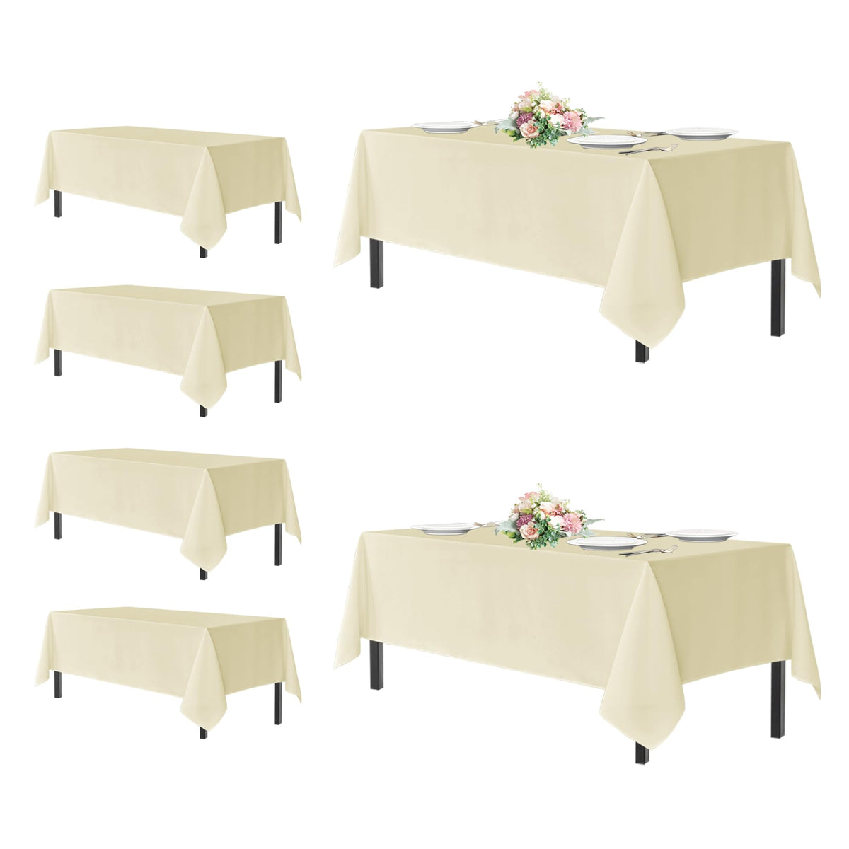 sancua 2 Pack White Table Cloth 60x102 Inch for 6 Feet Rectangle Tables