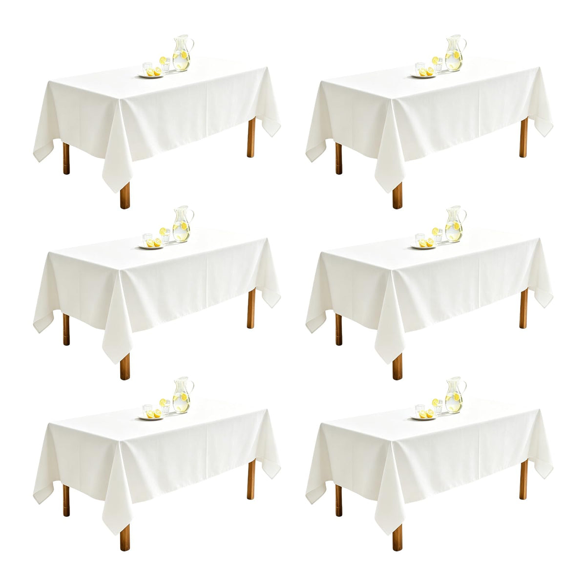 WIGENIUS 6 Pack White Table Cloth Rectangle 60X102 Inch Tablecloth Fit 6FT