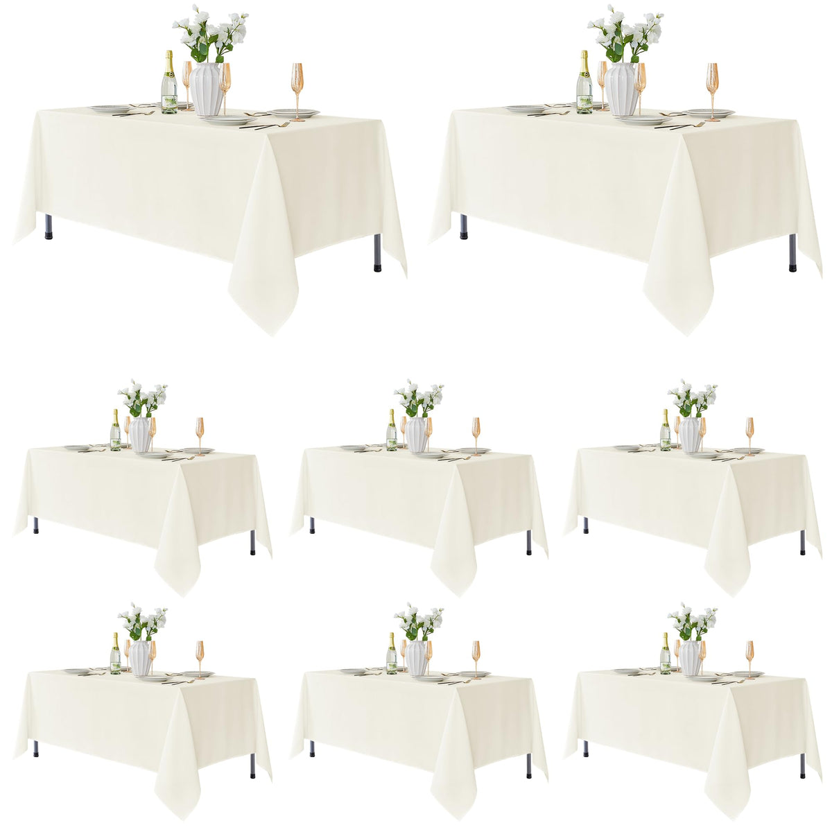 Fitable 6 Pack White Table Cloths 70x120 Inch for 6-8 Ft Rectangle Tables
