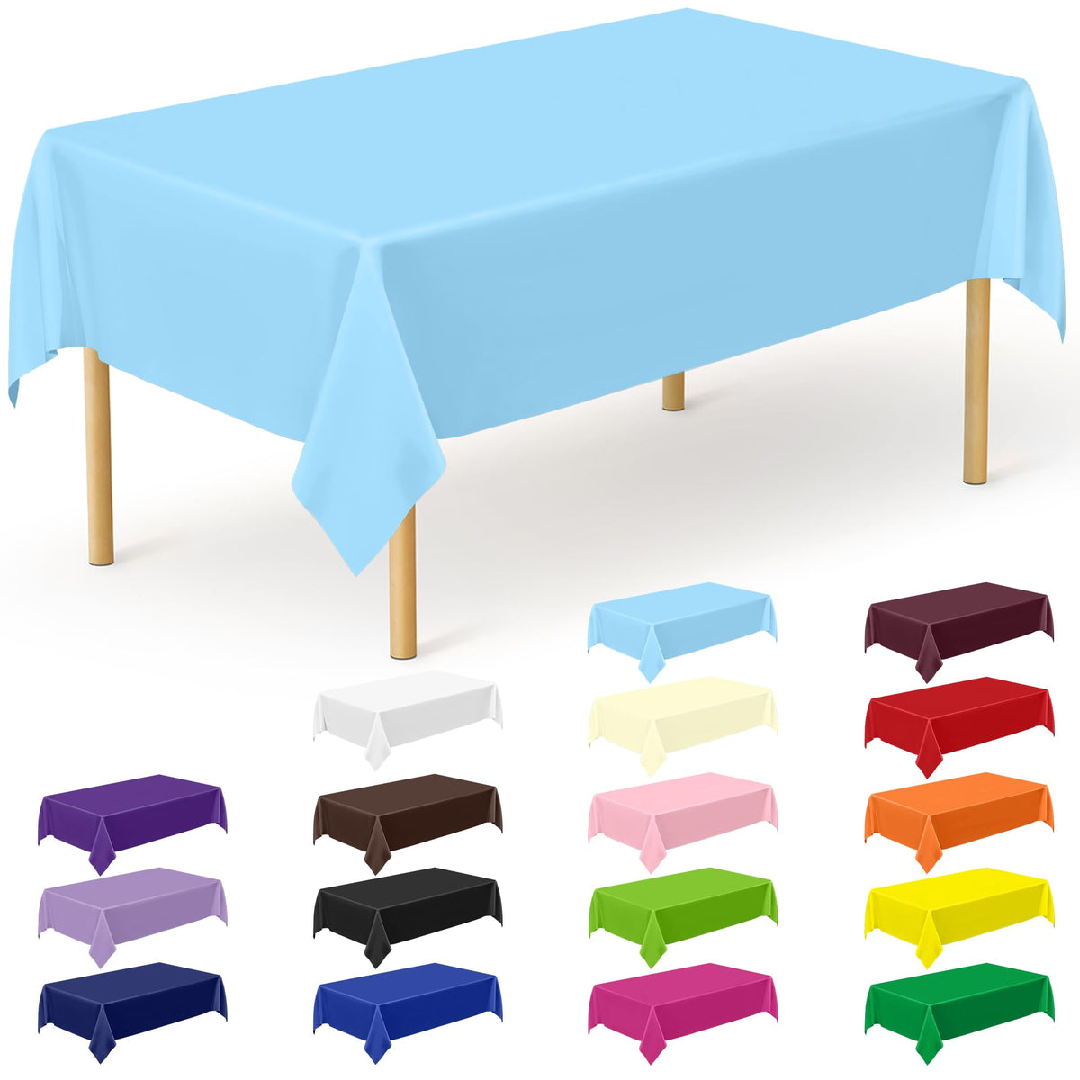 QZYL 4 Packs White Plastic Tablecloth, Large Sturdy Disposable Table Cloth