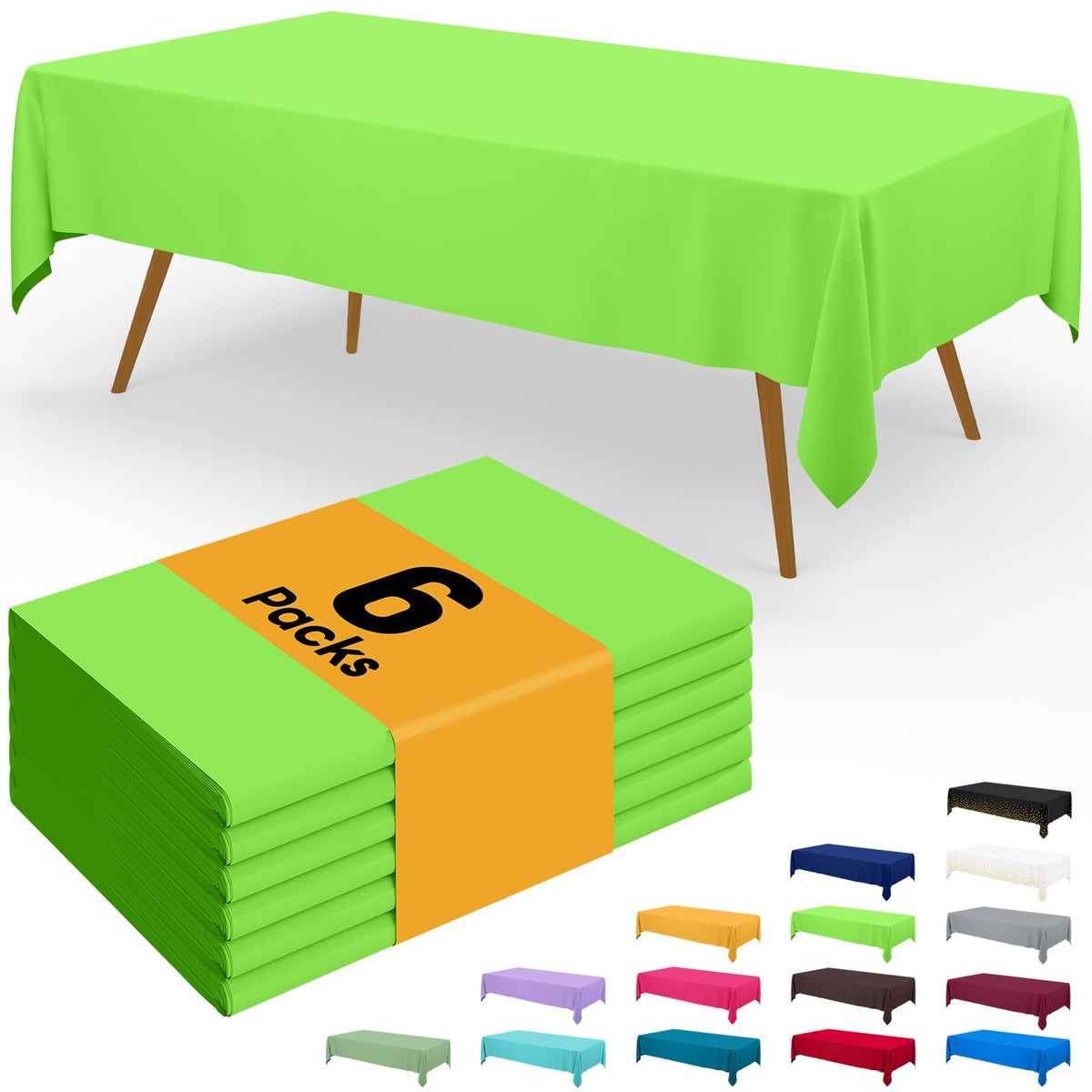 Smiry Disposable Table Cloth - 6 Pack, 54 x 108 Inch Waterproof Rectangle Tablecloths for Parties, Decorative Plastic Table Cover, Leakproof & Sturdy, White