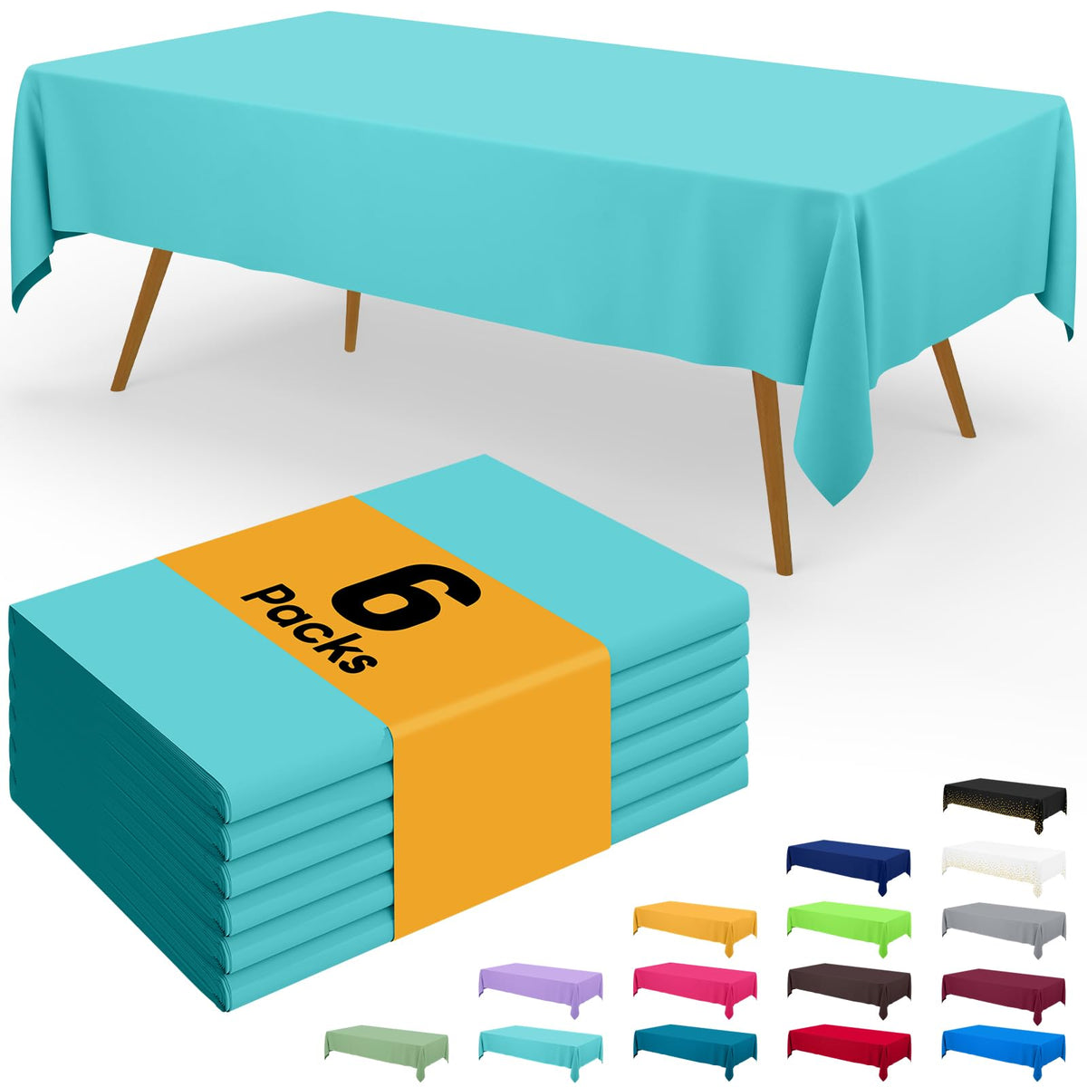 Smiry Disposable Table Cloth - 6 Pack, 54 x 108 Inch Waterproof Rectangle Tablecloths for Parties, Decorative Plastic Table Cover, Leakproof & Sturdy, White