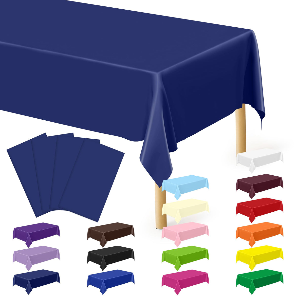 QZYL 4 Packs White Plastic Tablecloth, Large Sturdy Disposable Table Cloth