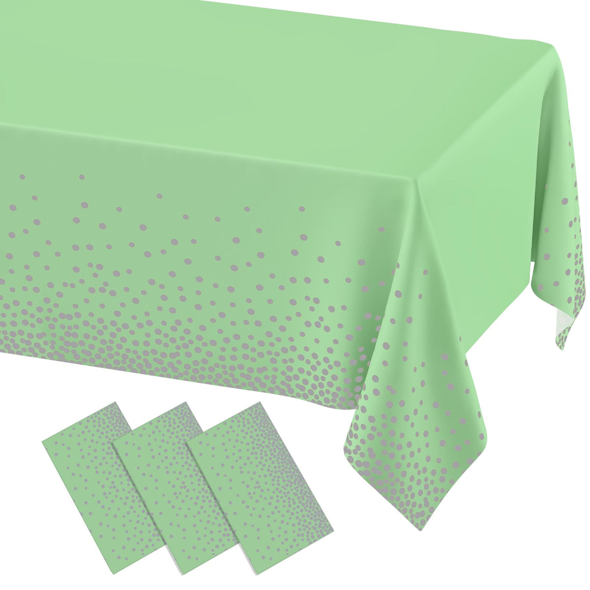 misaya 3 Packs Dot Disposable Table Cloth, 54 x 108 Inch Waterproof Plastic Tablecloth, Rectangle Gold Dots in White Table Covers for Picnic, Birthday, Party and Back to School