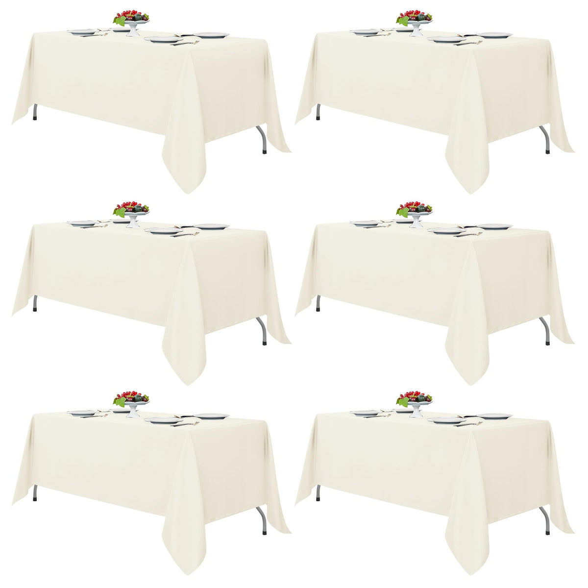 Fitable 6 Pack White Table Cloths 70x120 Inch for 6-8 Ft Rectangle Tables