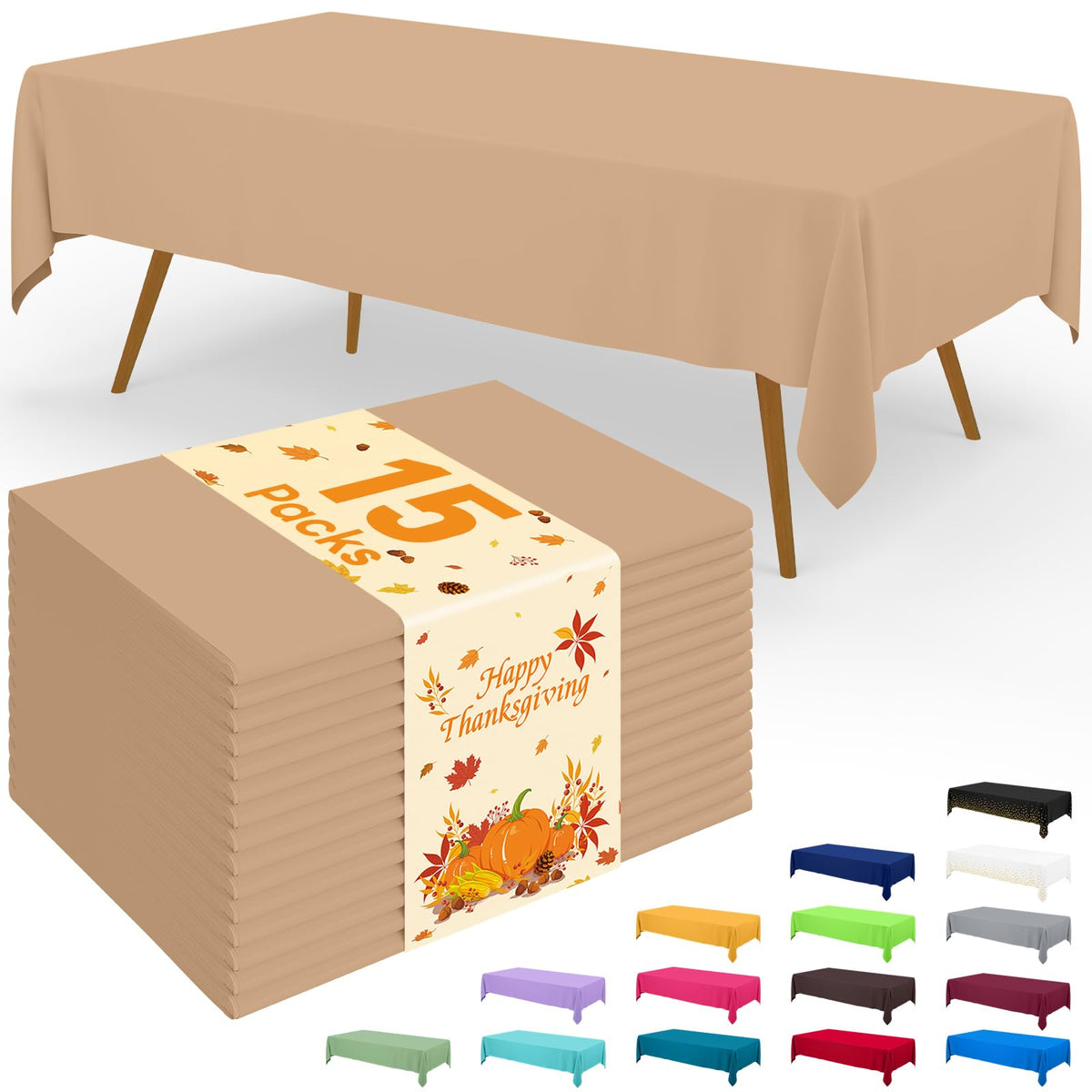 Smiry Disposable Table Cloth - 6 Pack, 54 x 108 Inch Waterproof Rectangle Tablecloths for Parties, Decorative Plastic Table Cover, Leakproof & Sturdy, White