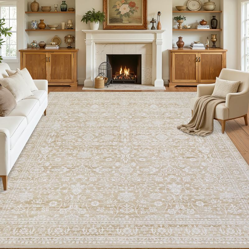 8x10 Area Rugs Living Room: Bedroom Neutral Washable Carpet Beige