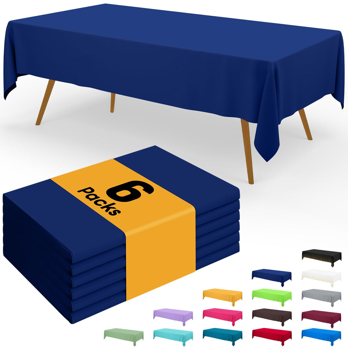 Smiry Disposable Table Cloth - 6 Pack, 54 x 108 Inch Waterproof Rectangle Tablecloths for Parties, Decorative Plastic Table Cover, Leakproof & Sturdy, White