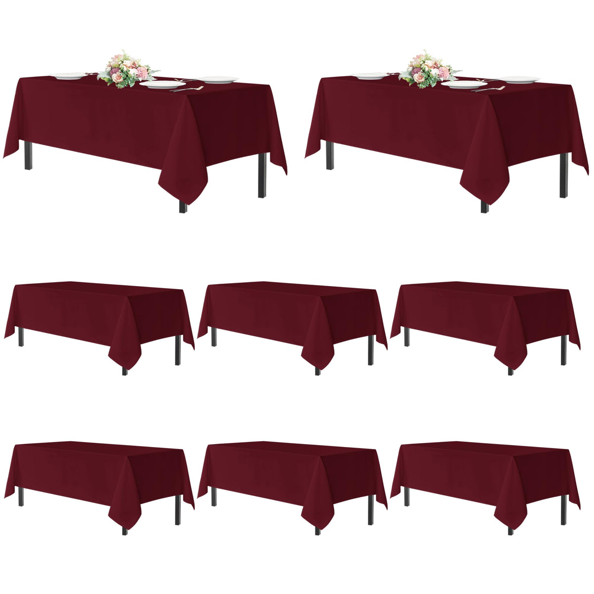 sancua 2 Pack White Table Cloth 60x102 Inch for 6 Feet Rectangle Tables