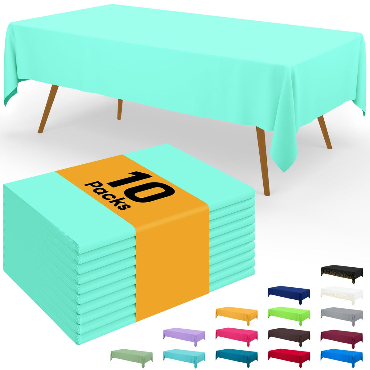 Smiry Disposable Table Cloth - 6 Pack, 54 x 108 Inch Waterproof Rectangle Tablecloths for Parties, Decorative Plastic Table Cover, Leakproof & Sturdy, White