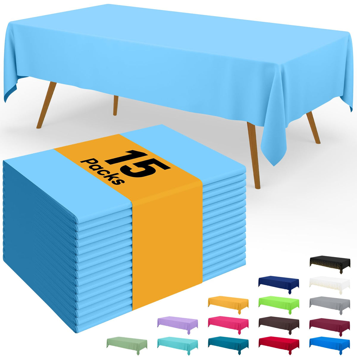Smiry Disposable Table Cloth - 6 Pack, 54 x 108 Inch Waterproof Rectangle Tablecloths for Parties, Decorative Plastic Table Cover, Leakproof & Sturdy, White