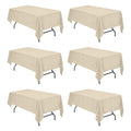 BRILLMAX 6 Pack Ivory Tablecloths 90x132 Inch for 6ft Rectangle Tables