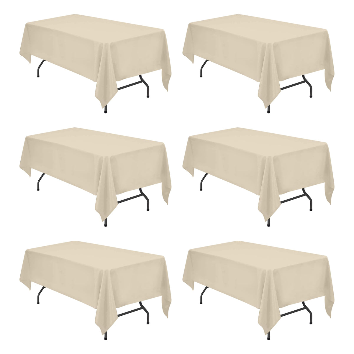 BRILLMAX 6 Pack Ivory Tablecloths 90x132 Inch for 6ft Rectangle Tables