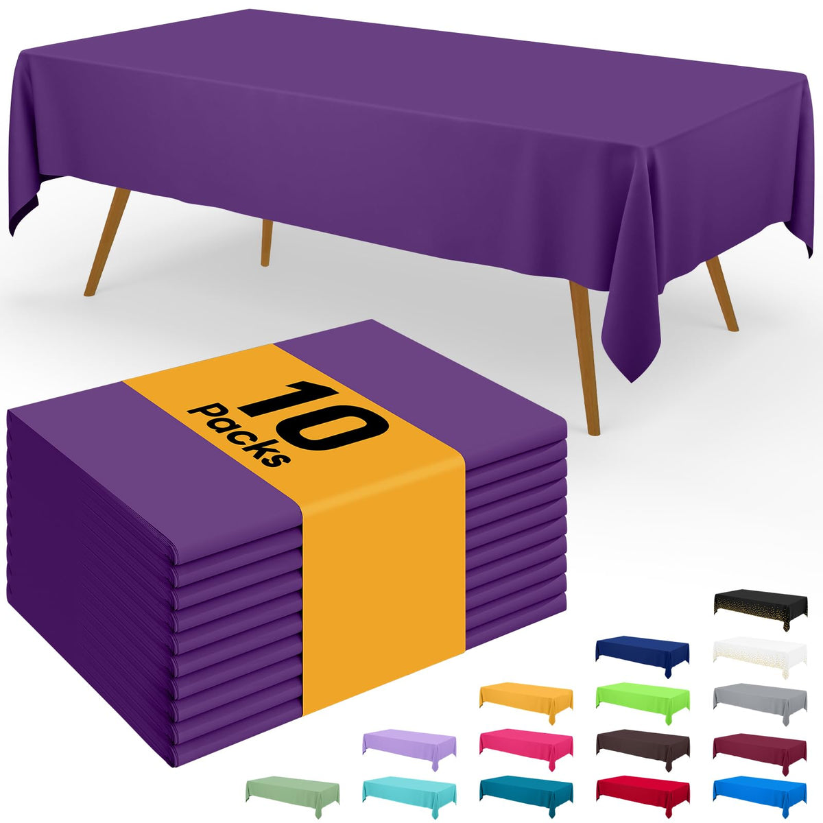 Smiry Disposable Table Cloth - 6 Pack, 54 x 108 Inch Waterproof Rectangle Tablecloths for Parties, Decorative Plastic Table Cover, Leakproof & Sturdy, White