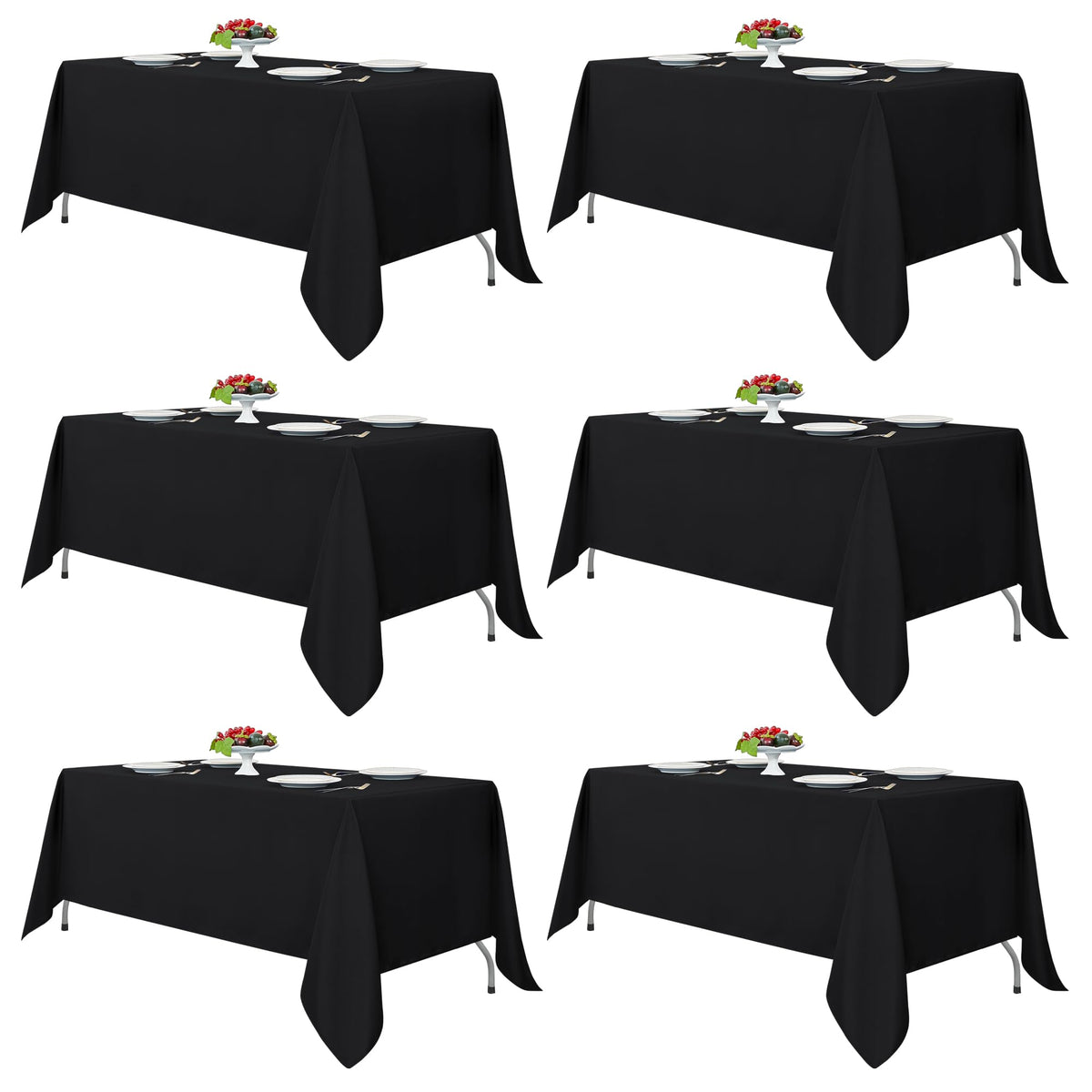Fitable 6 Pack White Table Cloths 70x120 Inch for 6-8 Ft Rectangle Tables