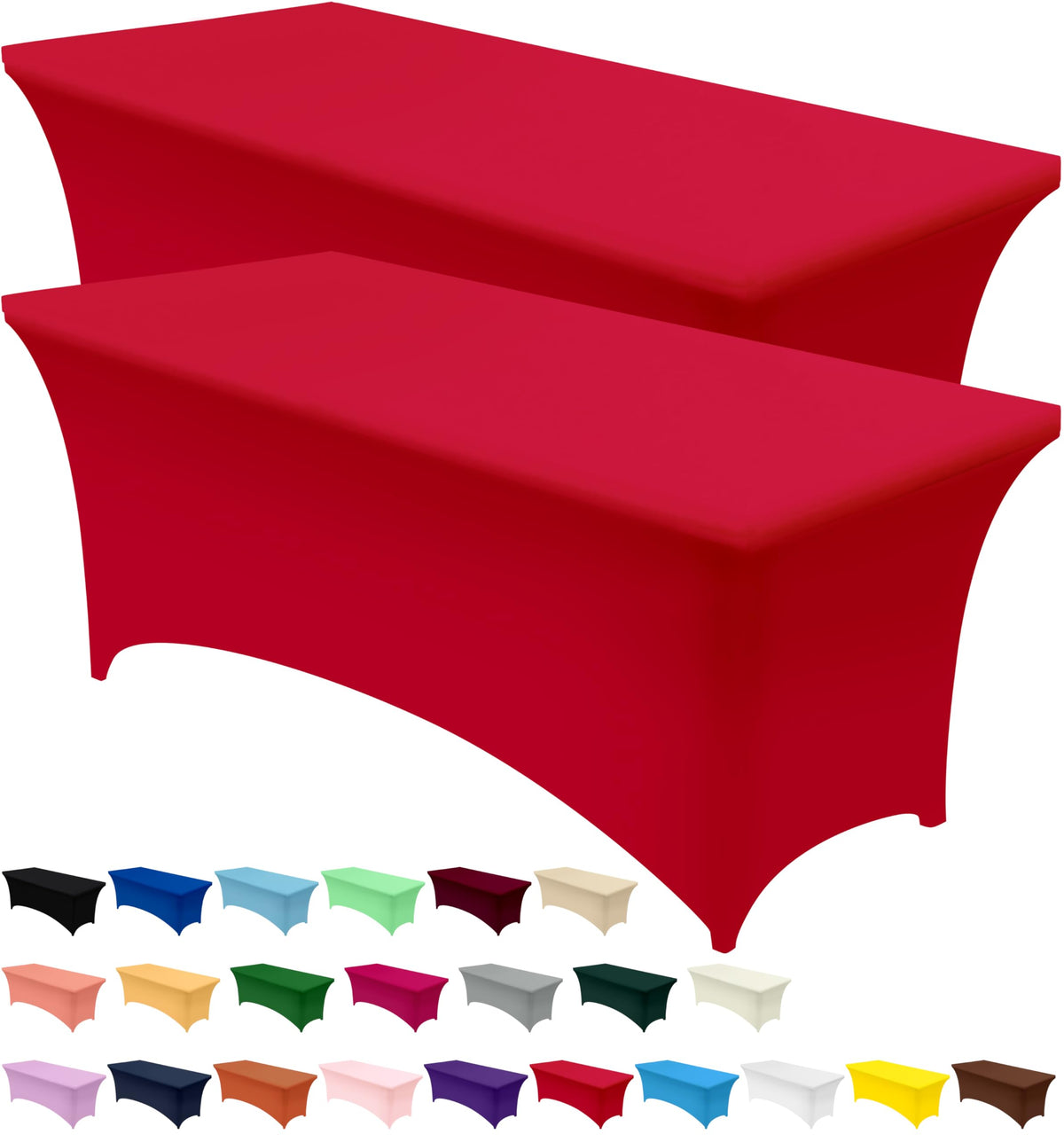 Utopia Kitchen Spandex Tablecloth 2 Pack [6FT, Black] Tight, Fitted, Washable and Wrinkle Resistant Stretch Rectangular Patio Table Cover for Event, Wedding, Banquet & Parties [72Lx30Wx30H Inch]