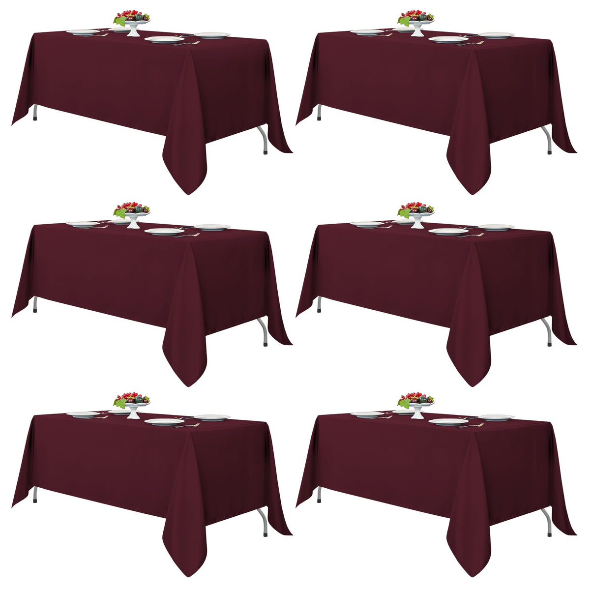 Fitable 6 Pack White Table Cloths 70x120 Inch for 6-8 Ft Rectangle Tables