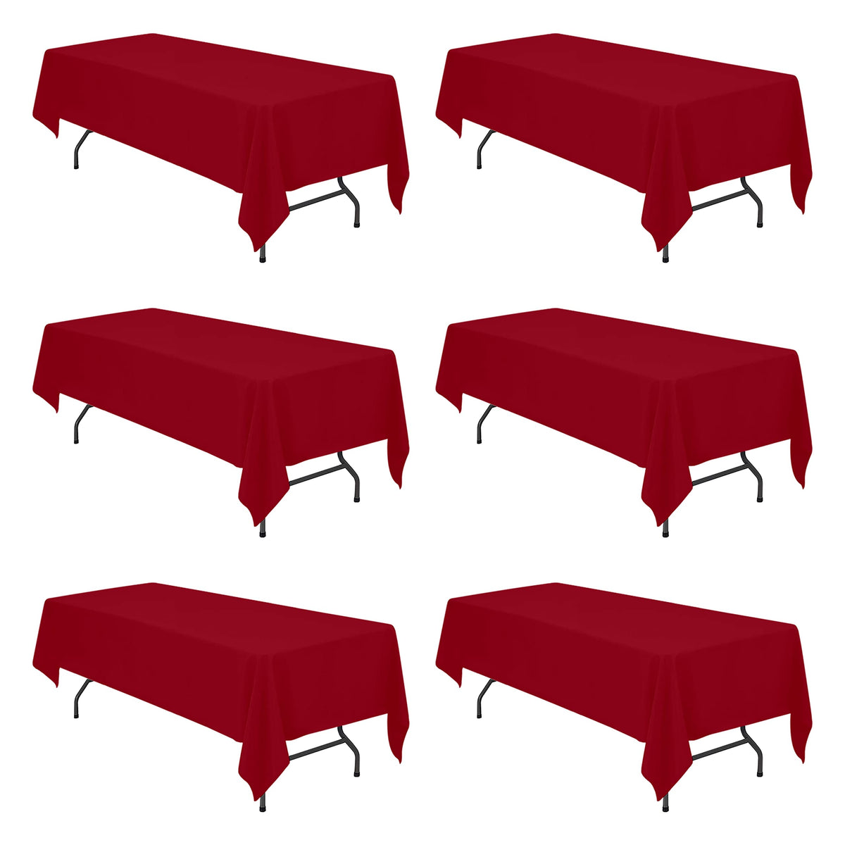 BRILLMAX 6 Pack Ivory Tablecloths 90x132 Inch for 6ft Rectangle Tables