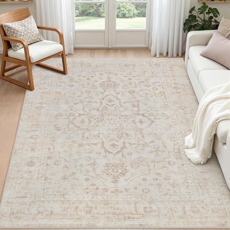 8x10 Area Rugs Living Room: Bedroom Neutral Washable Carpet Beige
