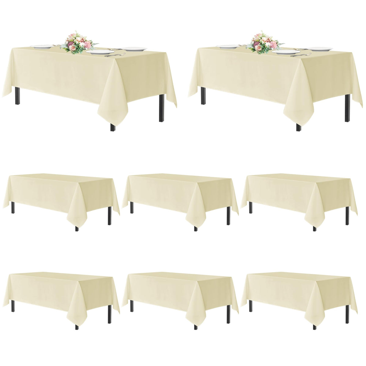 sancua 2 Pack White Table Cloth 60x102 Inch for 6 Feet Rectangle Tables
