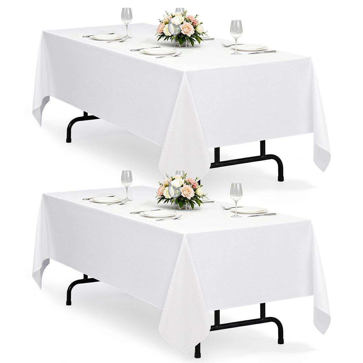 Decorelia Sage Green Linen Textured Tablecloth Rectangular 52 x70 Inch