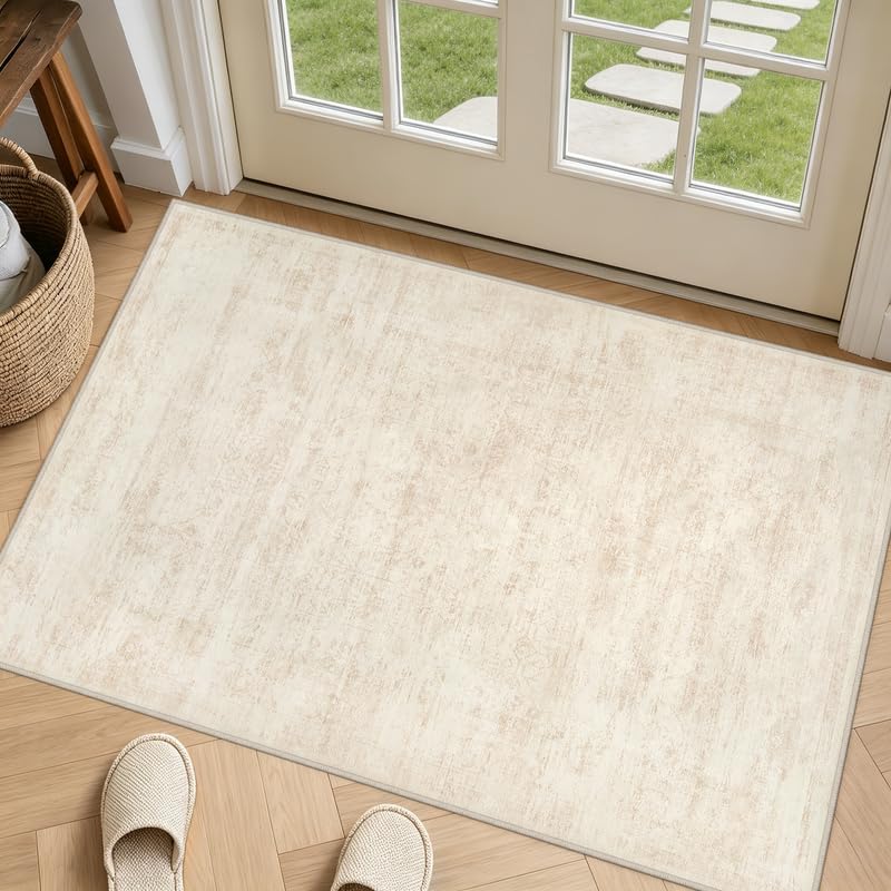 8x10 Area Rugs Living Room: Bedroom Neutral Washable Carpet Beige
