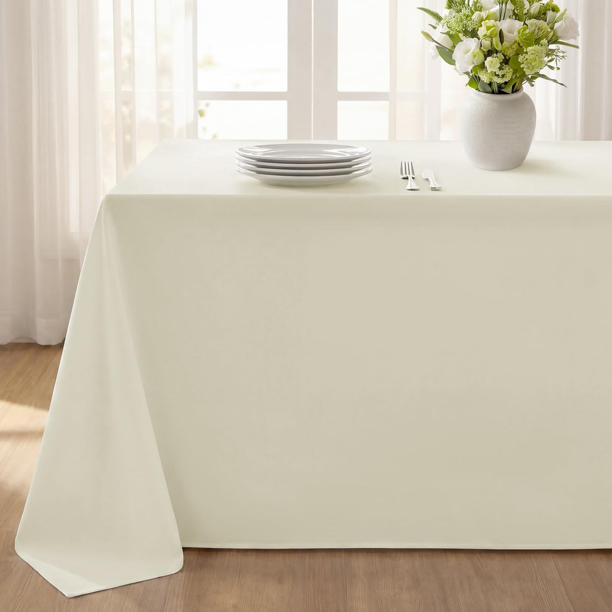 Softalker Rectangle Tablecloth, Waterproof Table Cloths Wrinkle Free Fabric Washable Polyester Table Cover for Dining Party Outdoor Camping Wedding - 60 x 84 inch, Black