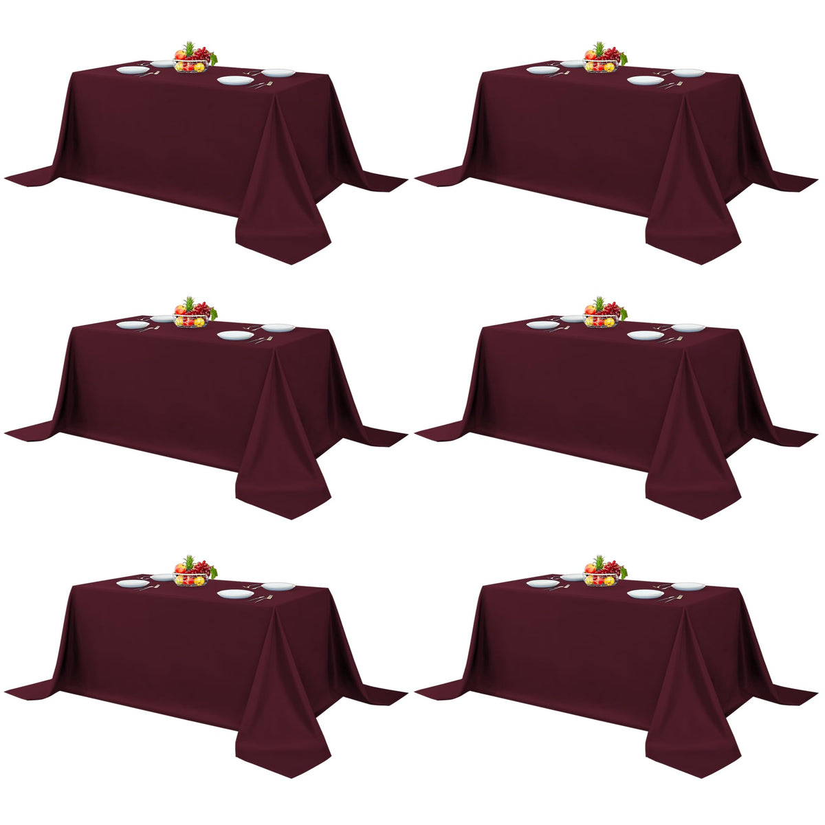 Fitable 6 Pack White Table Cloths 70x120 Inch for 6-8 Ft Rectangle Tables