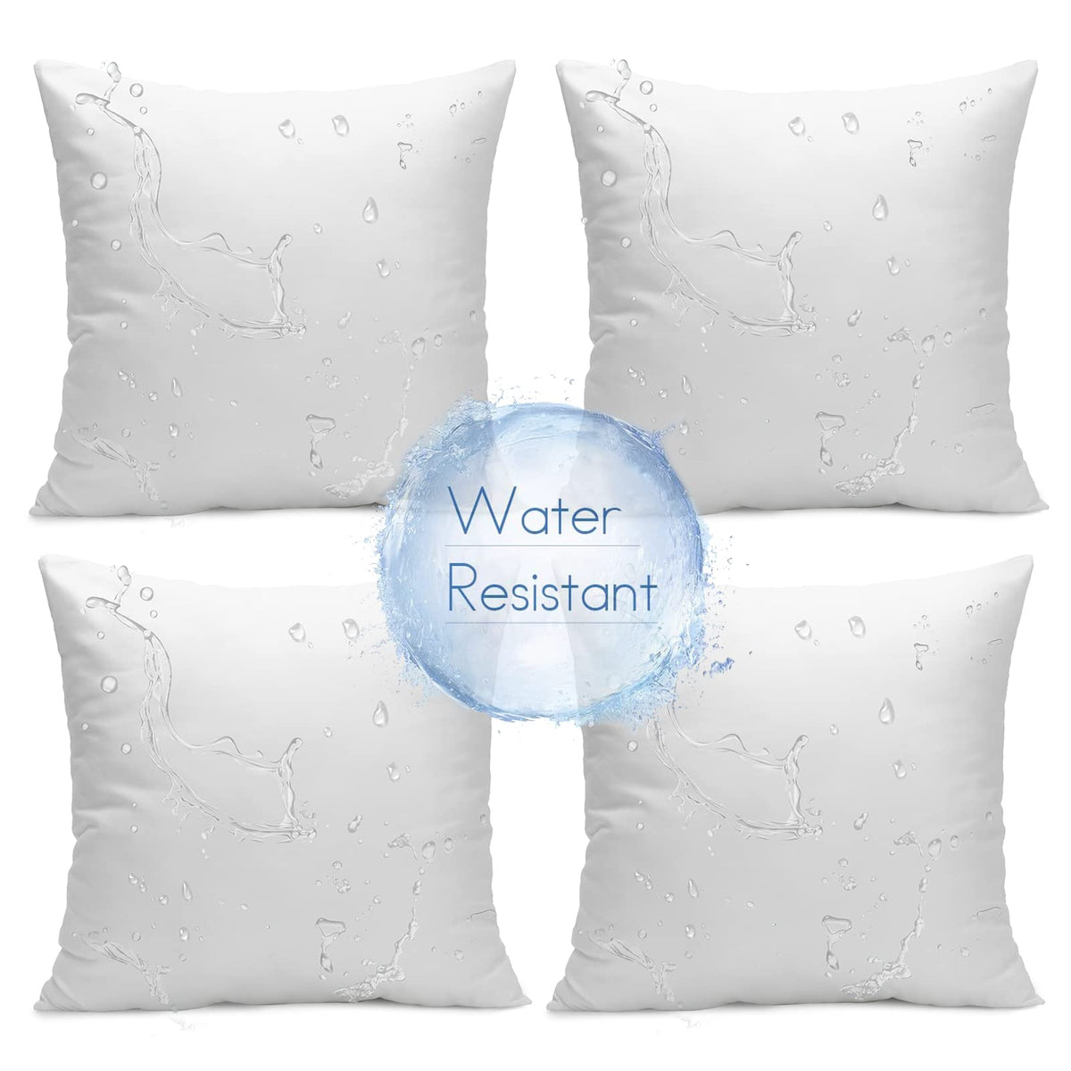 Ashler Outdoor Pillows, 18 x 18 Waterproof Pillow Inserts Set of 4