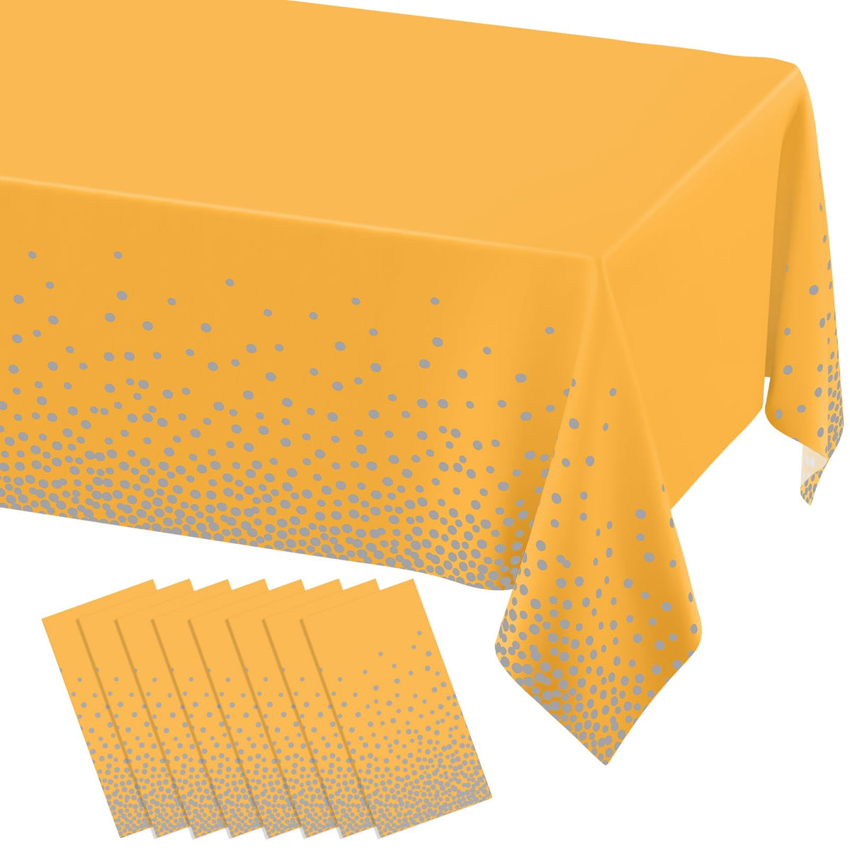 misaya 8 Packs Disposable Plastic Table Cloth, Gold Dots in Black