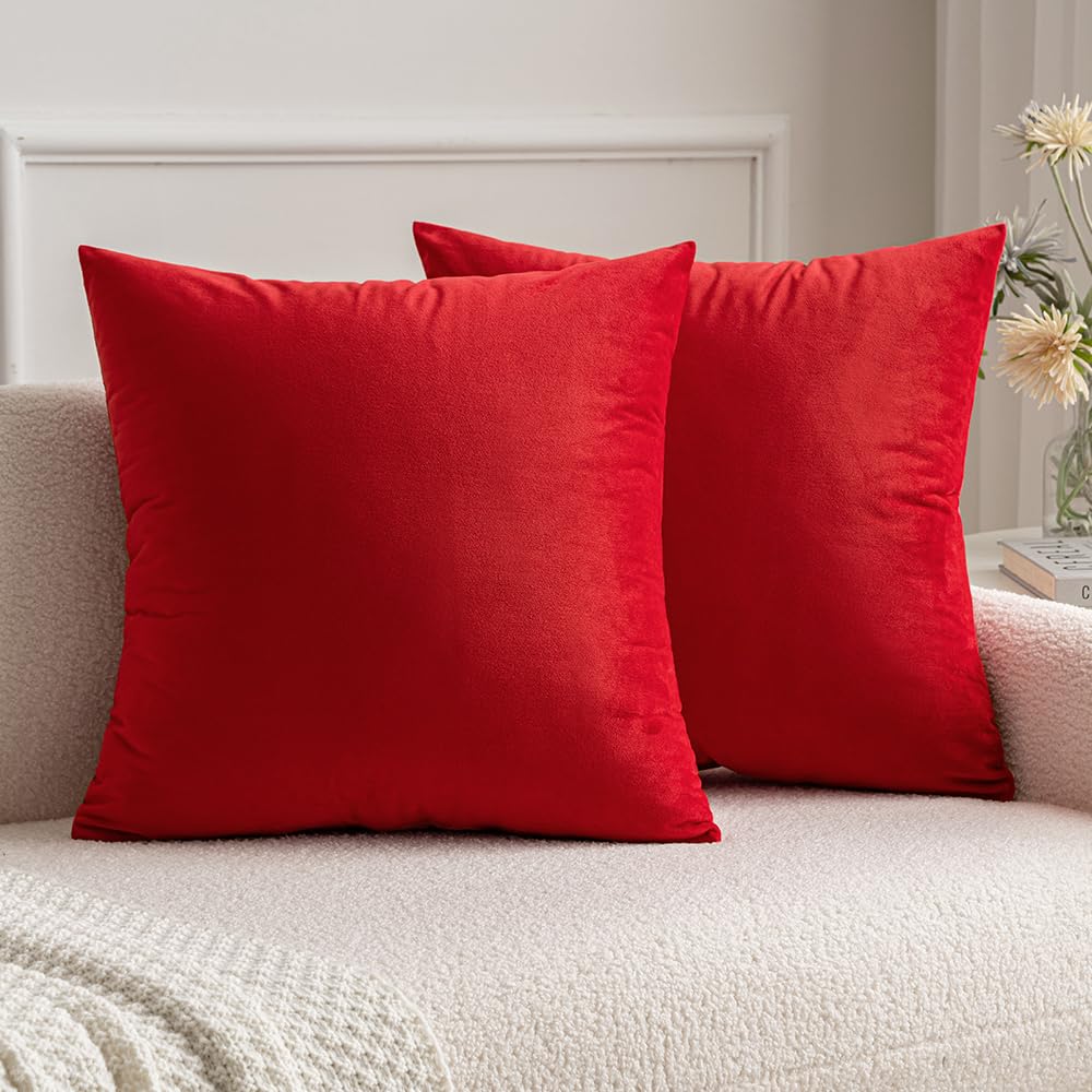 MIULEE Velvet Throw Pillow Covers 18x18 Inch Pack of 2 Dark Blue