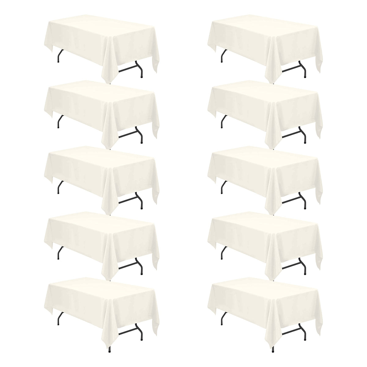 BRILLMAX 6 Pack Ivory Tablecloths 90x132 Inch for 6ft Rectangle Tables