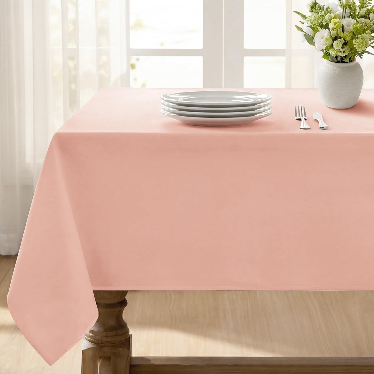 Softalker Rectangle Tablecloth, Waterproof Table Cloths Wrinkle Free Fabric Washable Polyester Table Cover for Dining Party Outdoor Camping Wedding - 60 x 84 inch, Black