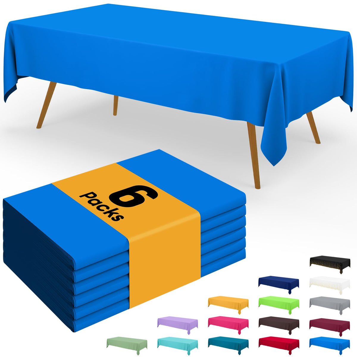 Smiry Disposable Table Cloth - 6 Pack, 54 x 108 Inch Waterproof Rectangle Tablecloths for Parties, Decorative Plastic Table Cover, Leakproof & Sturdy, White