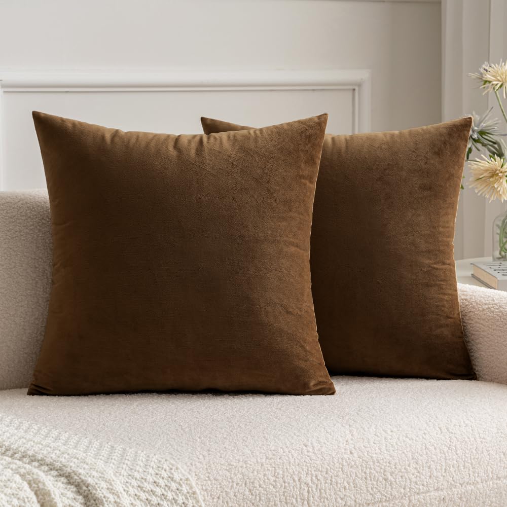MIULEE Velvet Throw Pillow Covers 18x18 Inch Pack of 2 Dark Blue
