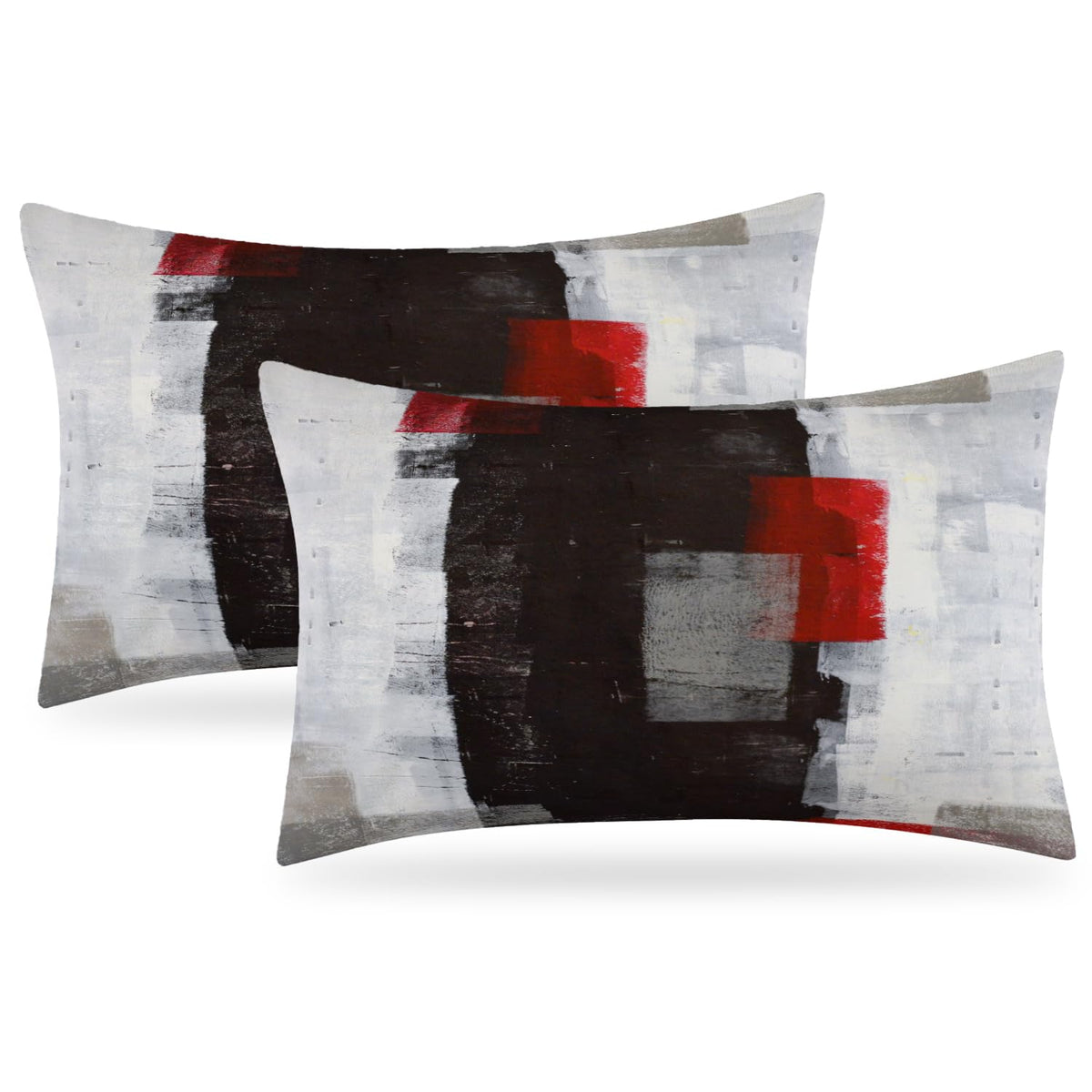 Blue and Grey Abstract Art Artwork Pillow Cover, Gallery Modern Decorative Throw Pillows Cushion Cover for Bedroom Sofa Living Room 18 x 18 Inch Set of 2